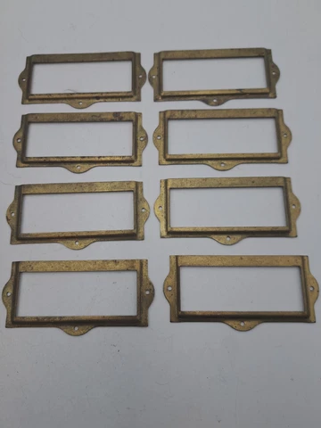 Antique / Vintage Label Card Holders for Cabinet Hardware Lot of 8 Cover