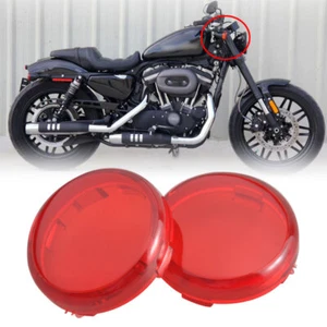 Red Lens Turn Signal Light  Cover For Harley Sportster Electra Glide 1985-2015 - Picture 1 of 14