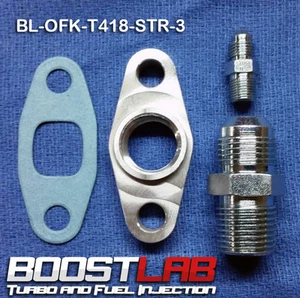 Turbonetics Turbo Oil Fitting Kit (-3AN Str. Feed) Fits ALL Square Drain CHRA's! - Bild 1 von 1
