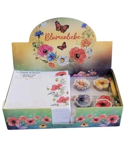 Zettelbox Blumenliebe mit Post-its und Bleistift - Bild 1 von 7