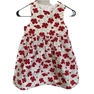 Gymboree Kleid 2002 Mohnblumen Allover-Druck ärmellos rot Baumwolle Large 5 Jahre Vintage - Bild 1 von 13