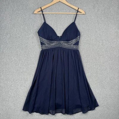 Vestido Blondie Nites Mujer Junior 3 Azul Marino Estrás Cintura Imperio Regreso a Casa Foto 1 de 4