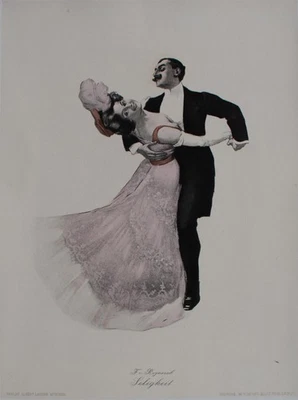 Ferdinand von Reznicek Seligkeit Tanz Paar Simplicissimus Lithografie 20 Jhd - Bild 1 von 4