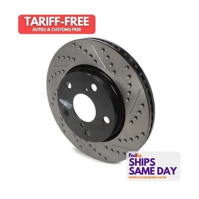 Stoptech 127.44147CL, One Sport Cryo Drilled/Slott ed Brake Rotor; Front Le  - Image 1 of 4