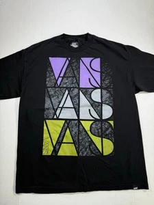 Camiseta para hombre Vans Off The Wall negra púrpura verde deletreada camiseta XL - con defecto - Imagen 1 de 12