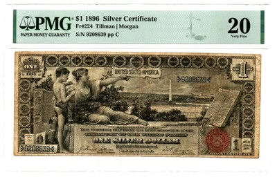 Fr. 224 1896 Silver Certificate Note Tillman / Morgan PMG Very Fine 20 - Image 1 of 2