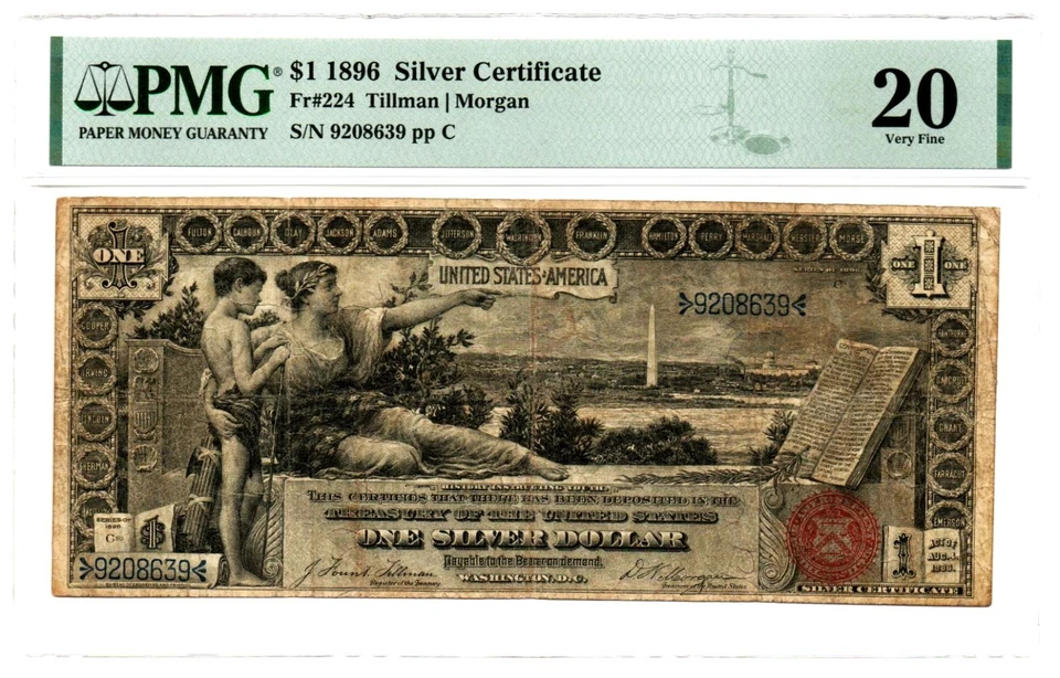 Fr. 224 1896 Silver Certificate Note Tillman / Morgan PMG Very Fine 20 - Image 1 of 2