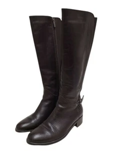 EUC Aquatalia Women's Dark Brown Soft Leather Side Zip Equestrian Boot 6.5 M - Picture 1 of 9