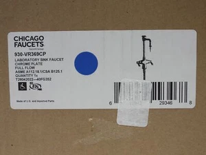 Chicago Faucets Single Hole Deck Mounted Laboratory Sink Faucet Chrome, Full Flo - Picture 1 of 3