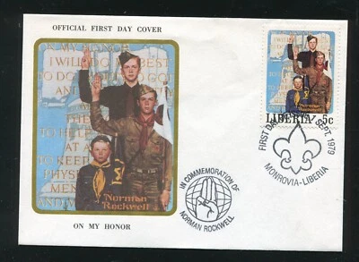 Norman Rockwell, On My Honor First Day Cover FDC, Liberia - Image 1 of 4