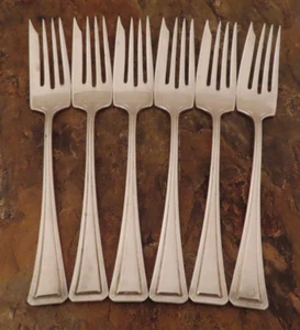 IS American Silver Somerset Set 6 Salat Kuchen Gabeln Vintage Silberteller Besteck Lot A - Bild 1 von 5