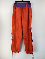 Zumba Parachute Cargo Dance Womens  L Pants Orange Purple Logo Workout Snap Up