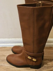 New Coach Essex Riding Tall Fashion Leather Boots Women Saddle Brown New No Box  - Picture 1 of 11