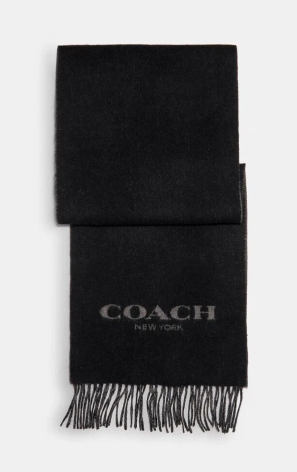 Coach Black/Grey Signature Wool/Cashmere Unisex Scarf (76053) -