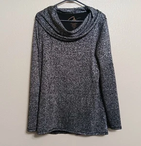 Miraclebody By Miraclesuit L Black Silver Metallic Sparkle Cowl Neck Shaper Top - Picture 1 of 3