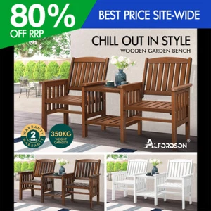 ALFORDSON Outdoor Garden Bench Wooden Loveseat Patio Chairs Table Furniture Set - Picture 1 of 31