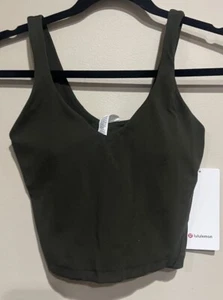 NWT Lululemon Size 6 Align Tank Crop Built In Bra DKOV Dark Olive Green $68 - Picture 1 of 3