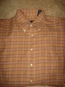 Mens Brown Plaid JOS A BANK Long Sleeve Shirt Large - Picture 1 of 1