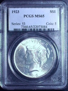 1923 PCGS MS65 Peace Dollar [inv 1676] - Picture 1 of 2