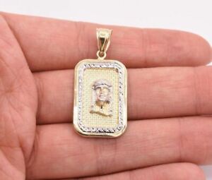 1 1/2" Jesus Head Medallion Diamond Cut Pendant Real 10K Yellow White Gold
