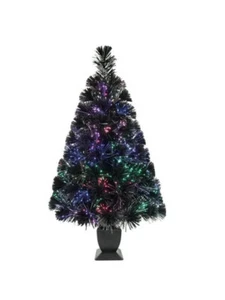 Holiday Time Prelit LED Fiber Optic Spruce Christmas Tree Black Color Change 32" - Picture 1 of 6