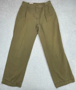 Corbin Threads Khaki Pants Mens 33 Olive Green Pleated Cuffed USA Made Vintage - Picture 1 of 17