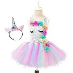 Unicorn Tutu Dress for Girls Birthday Party Unicorn Costume Outfit size 7-8 year - Picture 1 of 1