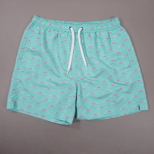Southern Proper 5.5" Swim Trunk Shorts Art Deco Men Medium Pink Green Mesh Lined - Picture 1 of 11
