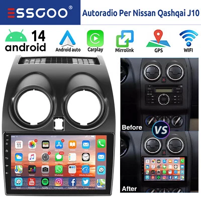 Android14 Autoradio Carplay Per Nissan Qashqai J10 2007-2013 GPS Navi WIFI BT FM - Immagine 1 di 4