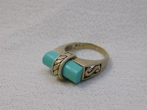 Sterling 925 verzierter Ring mit Türkis Stein Größe 8,5 - Bild 1 von 5