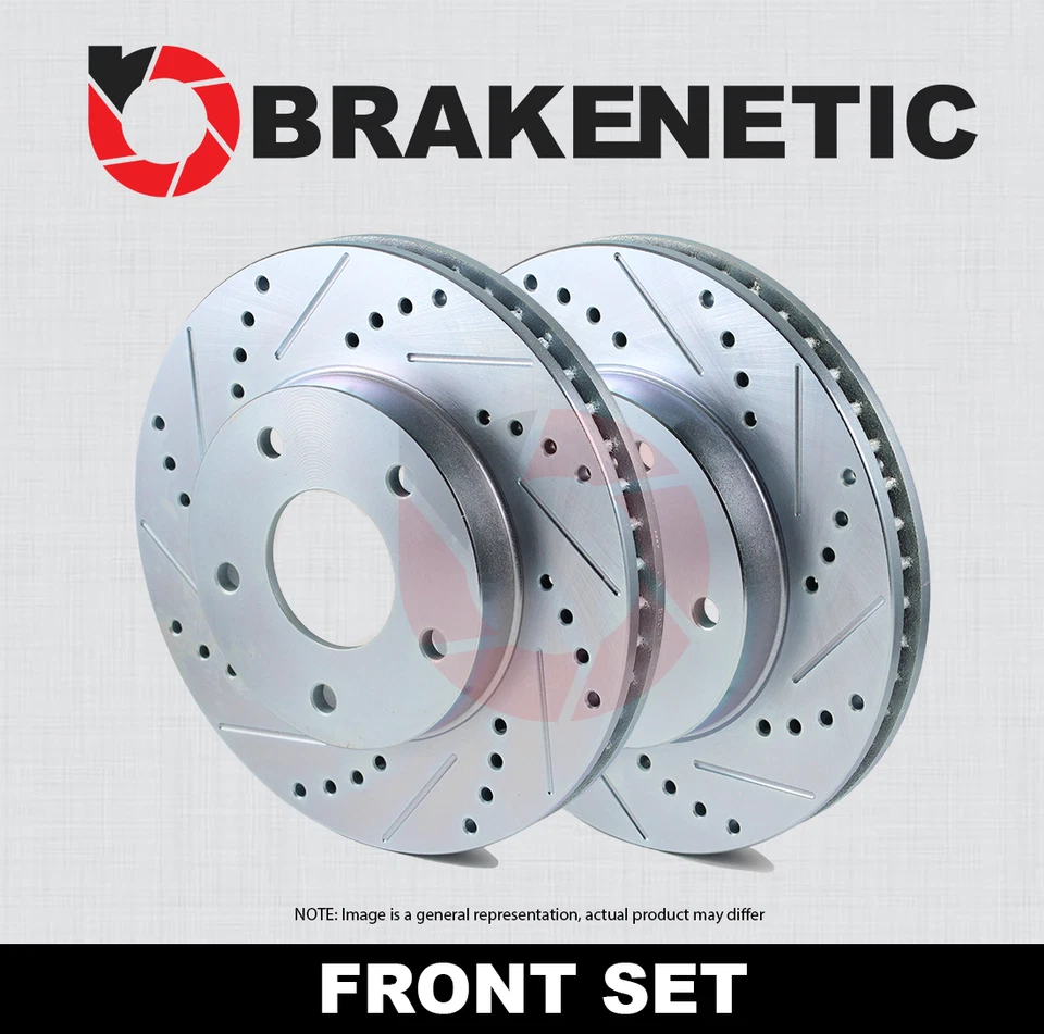 FRONT SET BRAKENETIC Sport Drilled Slotted Brake Disc Rotors BNS20030.DS - Image 1 of 1