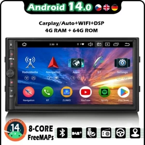 Doppel 2Din Android 14 Autoradio GPS Navi DAB+CarPlay DSP OBD RDS Bluetooth 64GB - Bild 1 von 19
