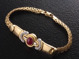 UNO A ERRE Unoaerre 2.03ct Ruby Diamond 18k Yellow Gold Bracelet Bangle Italy - Picture 1 of 5
