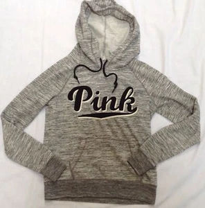 Victorias Secret Rosa Gris Negro Blanco Logotipo Suéter Sudadera con Capucha XS - Imagen 1 de 4