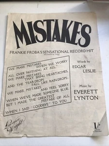 Vintage Noten 'Fehler' Frankie Froba Edgar Leslie Everett Lynton 1928 - Bild 1 von 6