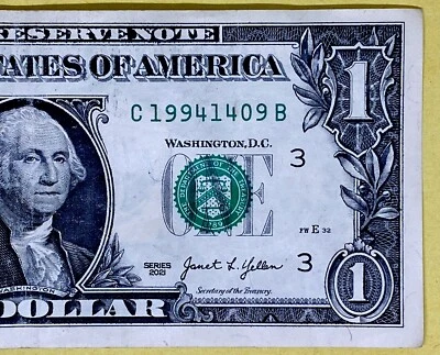 1994 ￼14 September Birthday Note C 19941409 Fancy Serial Number One Dollar Bill - Image 1 of 4