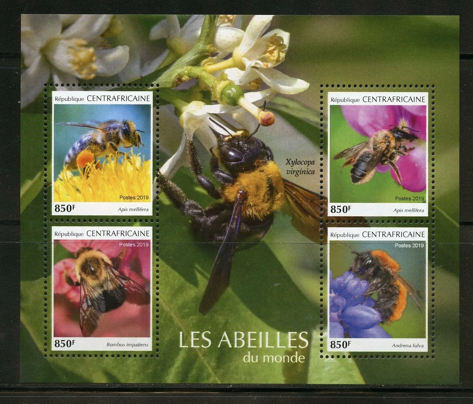 Centrale Africa 2019 Api Foglio come Nuovo Nh - Immagine 1 di 1