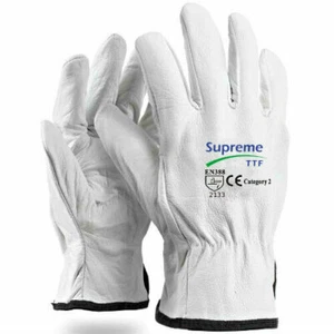 Leather Yellow Lorry HGV Driving Gloves Gardening Fleece Lined Work Gloves - Picture 1 of 9