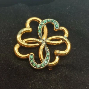 FRANKLIN MINT Pin Brooch Hearts Rare Rhinestone Sterling Silver 925 Gold Plated - Picture 1 of 6