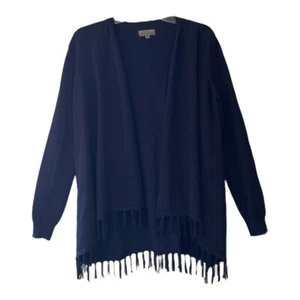 Joseph A. Solid Blue Open Concept Fringe Cardigan Sweater Size Medium - Picture 1 of 3