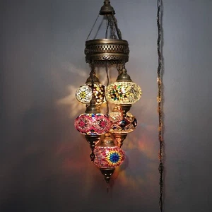 Türkische Pendelleuchte, Asylove Mosaik marokkanisch 7 Zoll Globe Lampe, Hängelampe - Bild 1 von 29