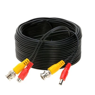 75 pés preto pré-fabricado cabo de alimentação de vídeo BNC fio de extensão para câmera de segurança CCTV... - Imagem 1 de 4