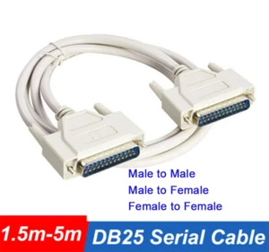 Serial Cable DB25 Male to Male Fully Wired all Pins Connected 1.5m 3 m 5m - Picture 1 of 9