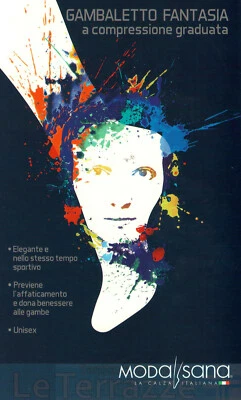 Modasana Gambaletti Lana/Cotone compressione forte 18mmHg calze GLORIA fantasia - Immagine 1 di 2