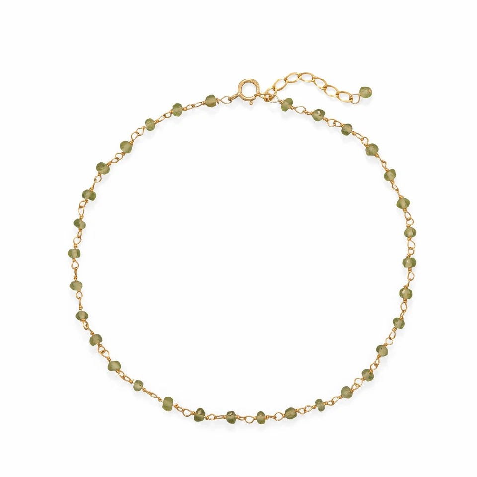 14k Yellow Gold-filled and Plated Green Peridot Anklet Adjustable - Image 1 of 1