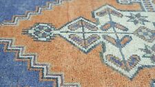 Antique Cr1930-1949's Natural Dye Distressed Wool Pile Oushak Area Rug 3'9"×6'4"