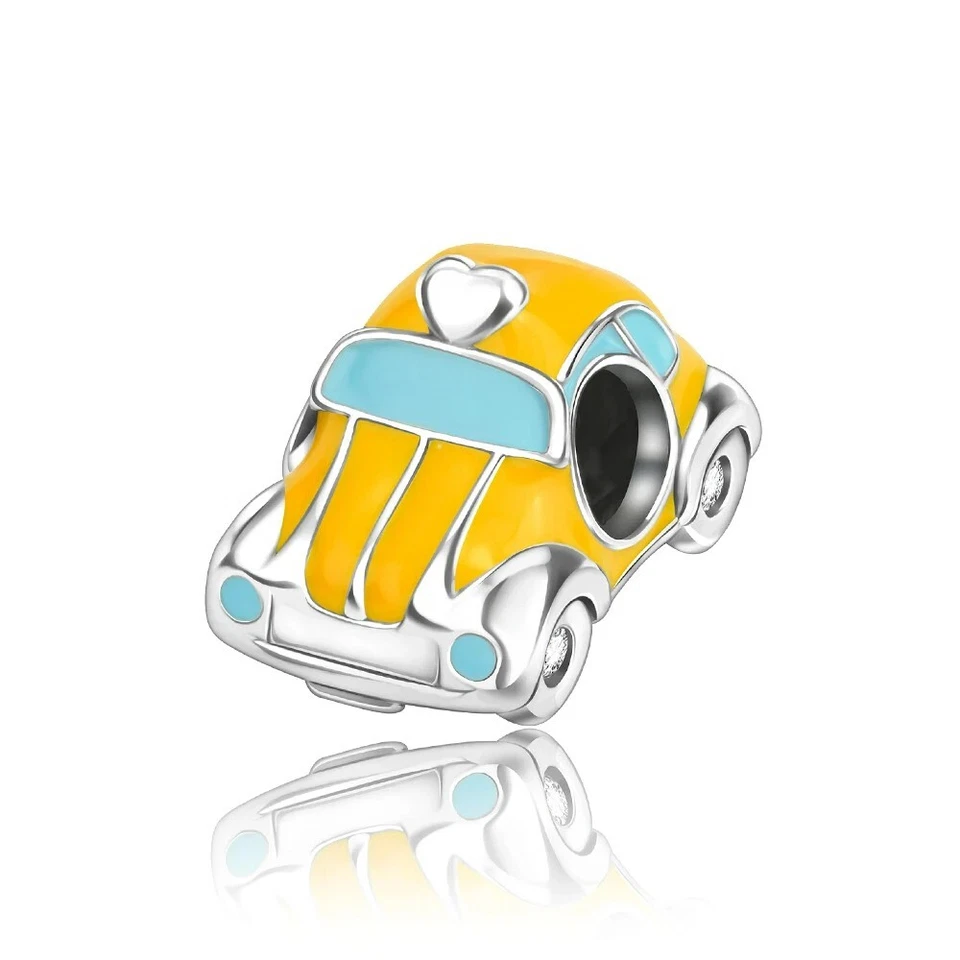 Dije amarillo taxi cabina plata de ley 925 para pulsera Foto 1 de 3