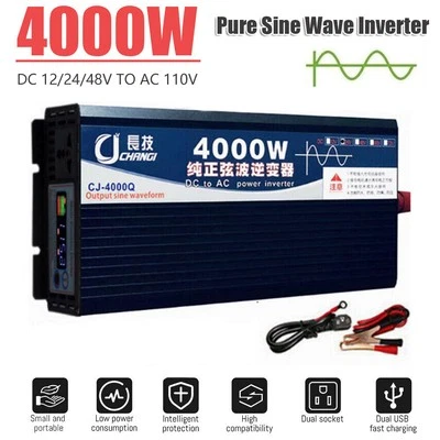 Inversor de onda sinusoidal pura DC 12V 24V 48V a CA 110V transformador convertidor de potencia Foto 1 de 4