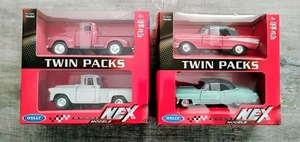 Welly NEX Twin Pack Lot 1957 Chevy Bel Air Cadillac Eldorado 53 & 55 Chevy Truck - Picture 1 of 4