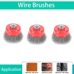 Juego de 3 cepillos de taza de rueda de limpieza de cables de 75 mm para amoladora angular eliminación de óxido de metal - Imagen 1 de 6